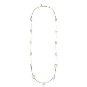 Tory Burch Jewelry - Tory Burch Evie Logo Station Necklace Ivory Pearl Tory Burch Jewelry - Tory Burch Evie Logo Station Necklace Ivory Pearl